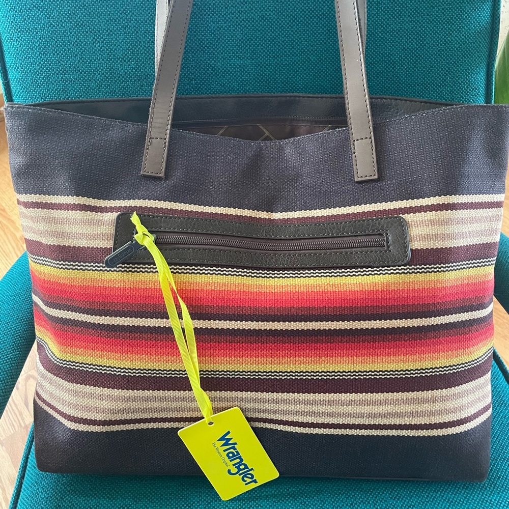 NEW Wrangler AZTEC SERAPE SOUTHWESTERN Vibrant Striped Tote Bag